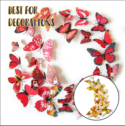 3D Butterflies Wall Stickers (12 pcs)