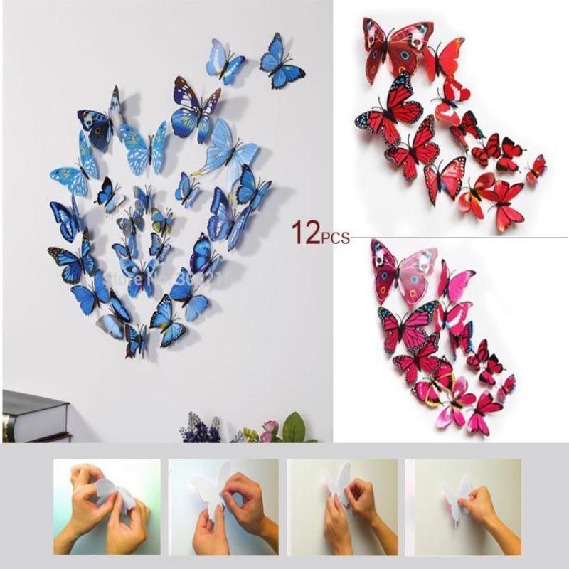 3D Butterflies Wall Stickers (12 pcs)