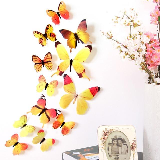 3D Butterflies Wall Stickers (12 pcs)